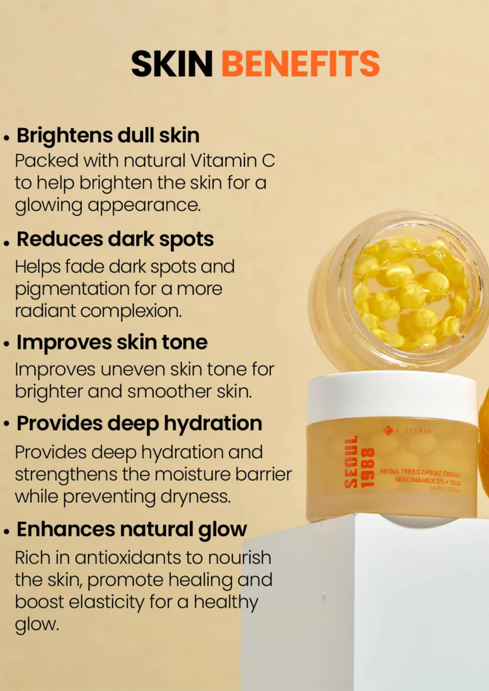 K-Secret Seoul 1988 Niacinamide 5% & Yuja Capsule Cream – 50ml