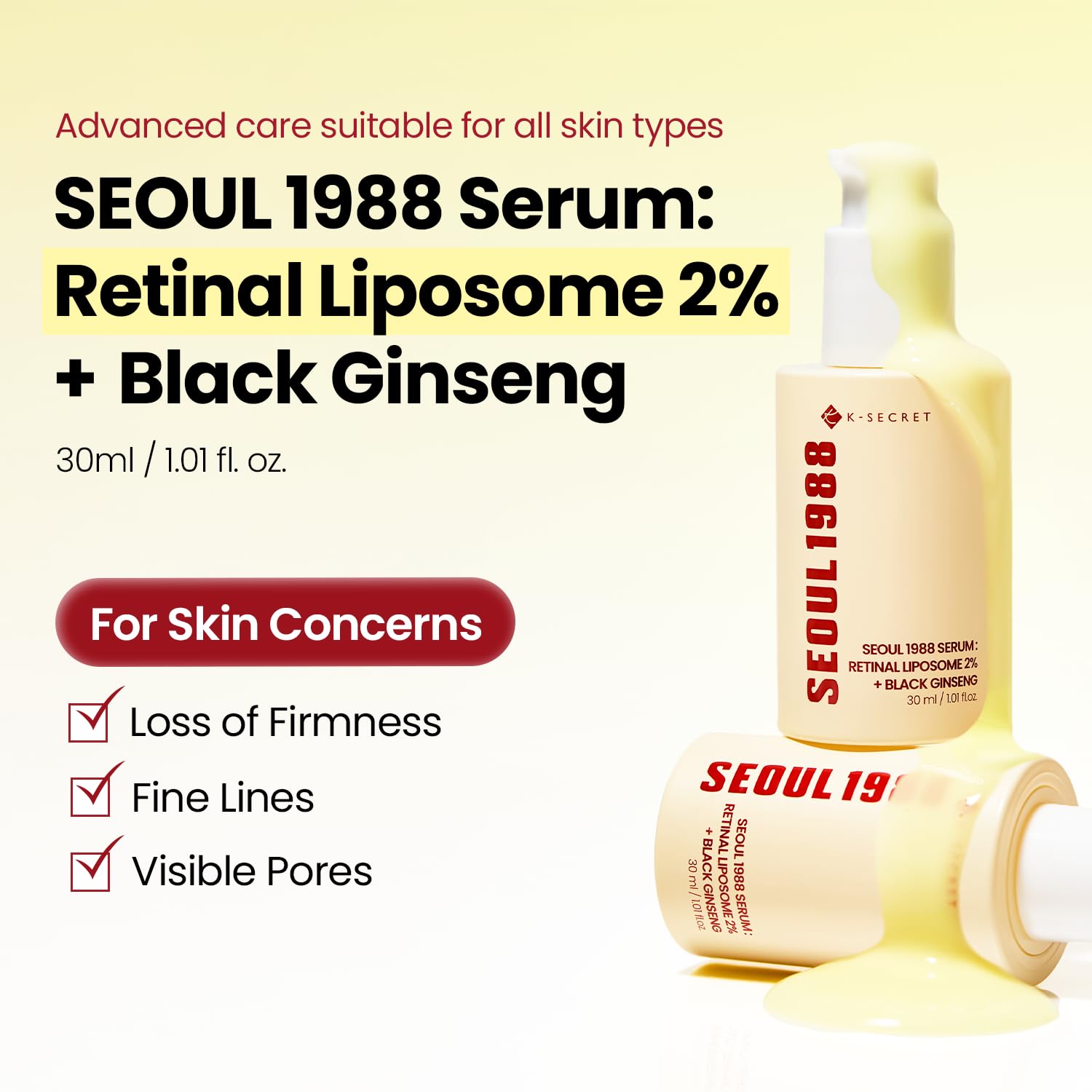 K-SECRET SEOUL 1988 Retinal Serum : Advanced Retinal Liposome 2% + Black Ginseng 30ml