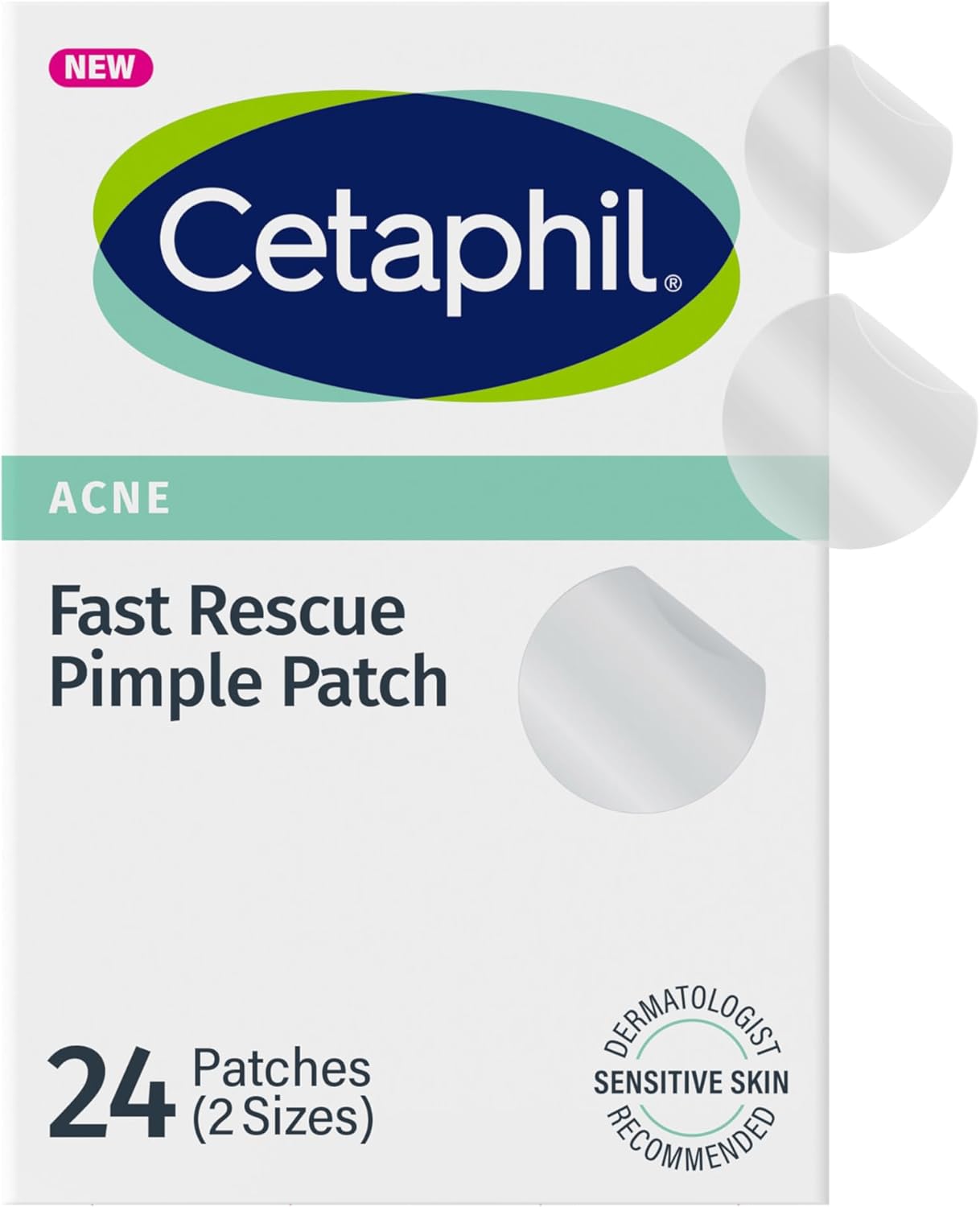 Cetaphil Acne Fast Rescue Pimple Patch - 24 Patches (2 sizes)