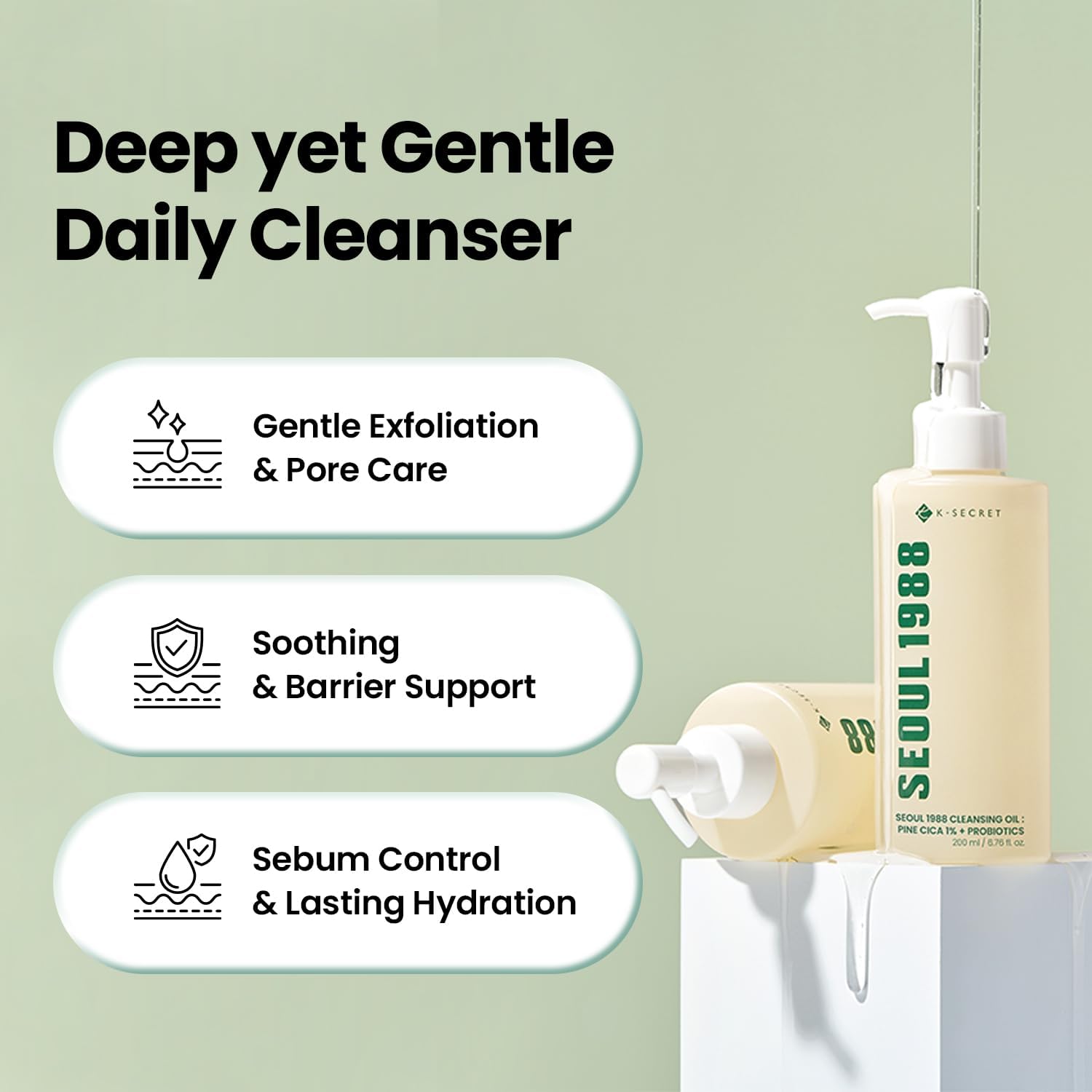 K-SECRET SEOUL 1988 Cleansing Oil : Pine Cica 1% + Probiotics 200ml