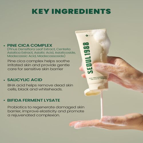 K-SECRET SEOUL 1988 Cleansing Foam : Pine Cica 1% + Probiotics 150ml