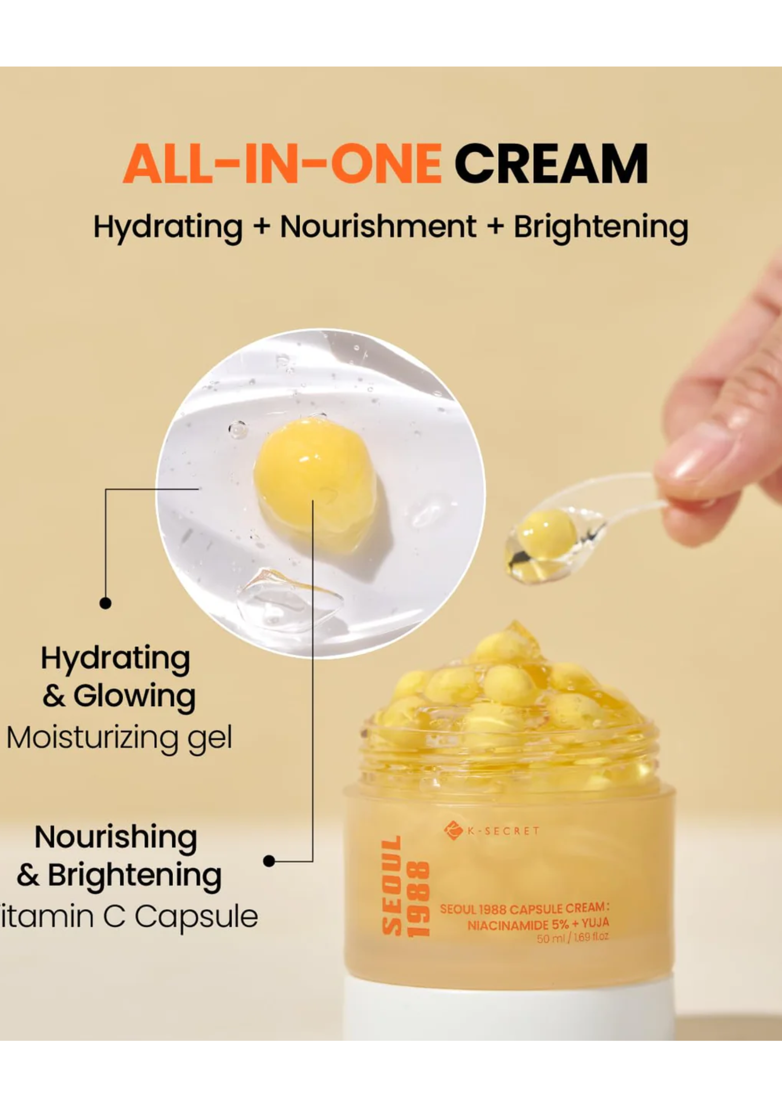 K-Secret Seoul 1988 Niacinamide 5% & Yuja Capsule Cream – 50ml