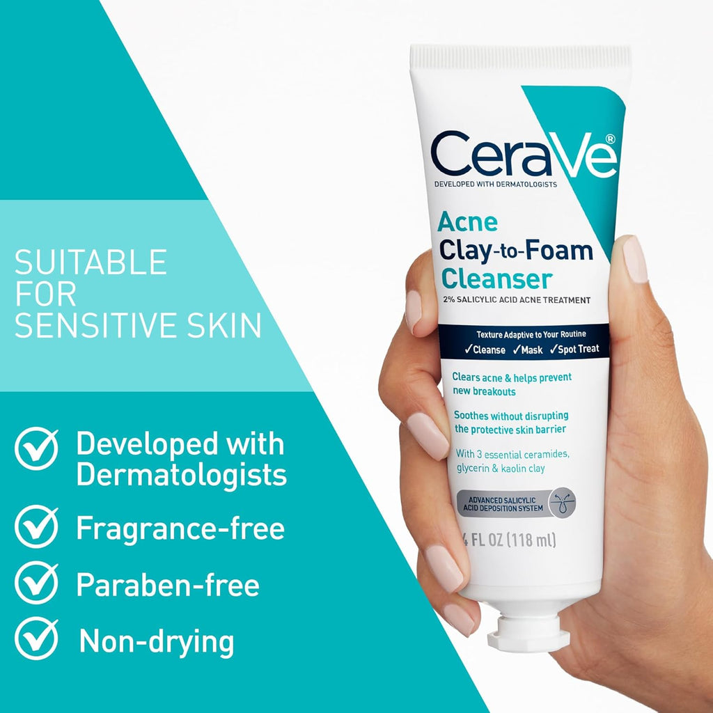 CeraVe Clay-to-Foam Acne Face Wash  118ml (4 oz)