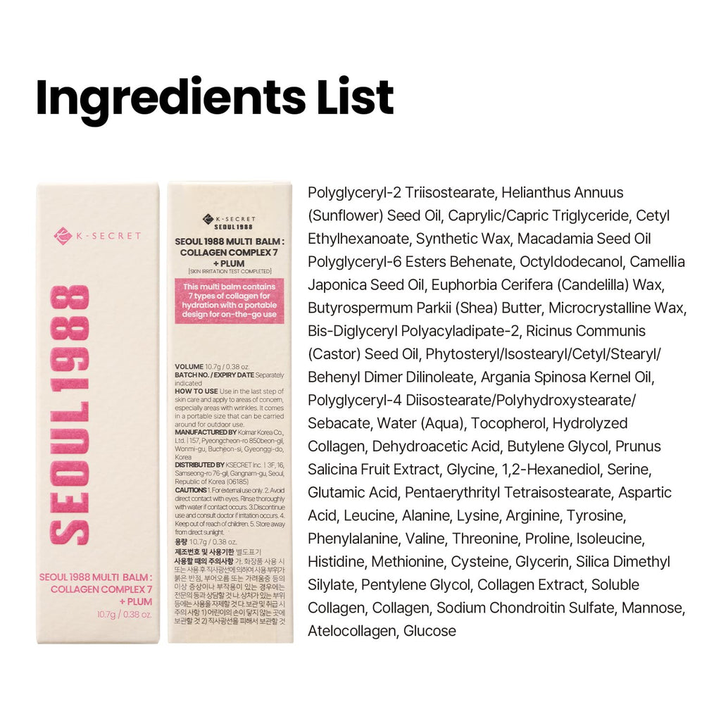 K-SECRET SEOUL 1988 Collagen Multi Balm – Collagen Complex 7 + Plum 10.7g