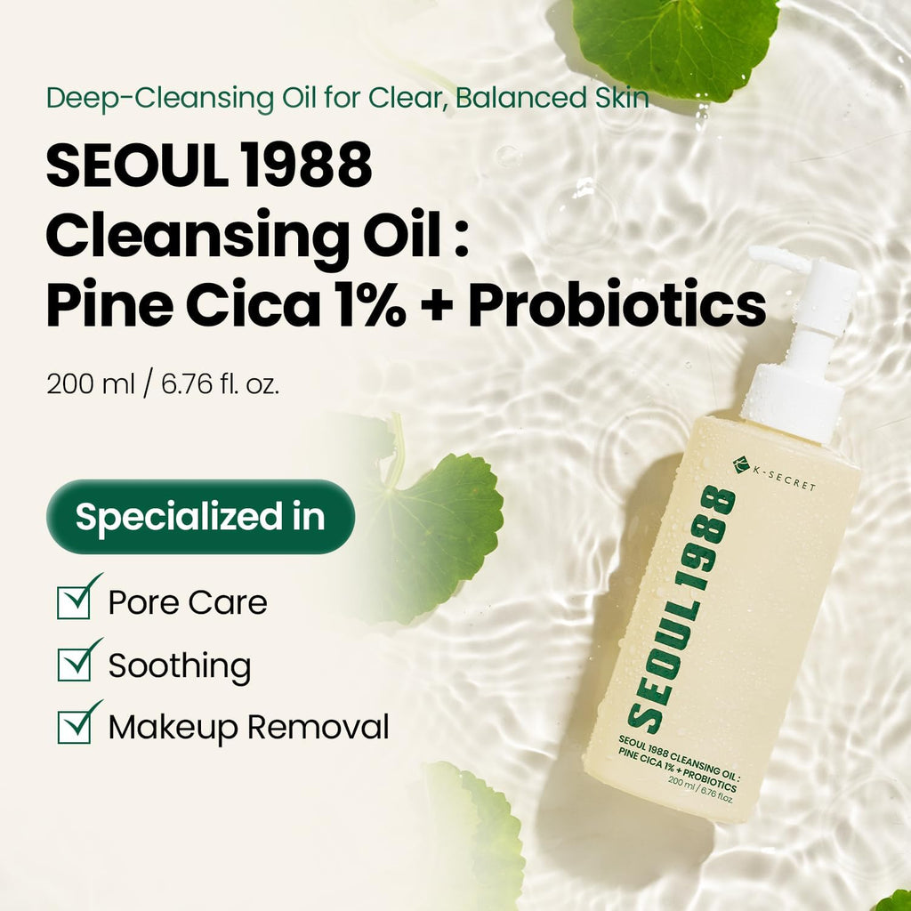K-SECRET SEOUL 1988 Cleansing Oil : Pine Cica 1% + Probiotics 200ml