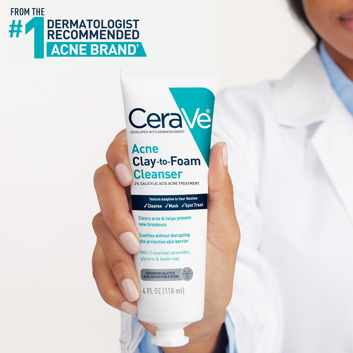 CeraVe Clay-to-Foam Acne Face Wash  118ml (4 oz)
