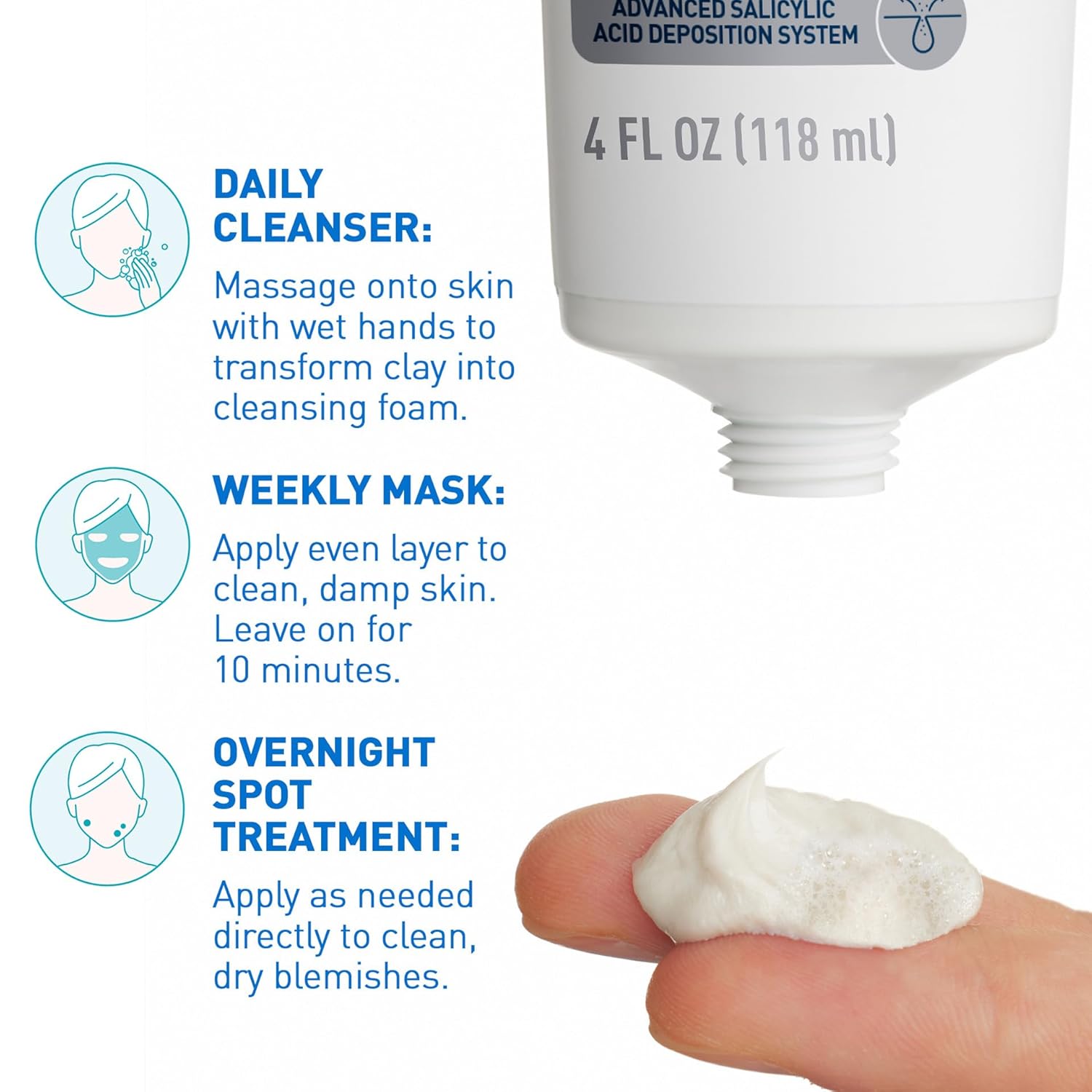 CeraVe Clay-to-Foam Acne Face Wash  118ml (4 oz)