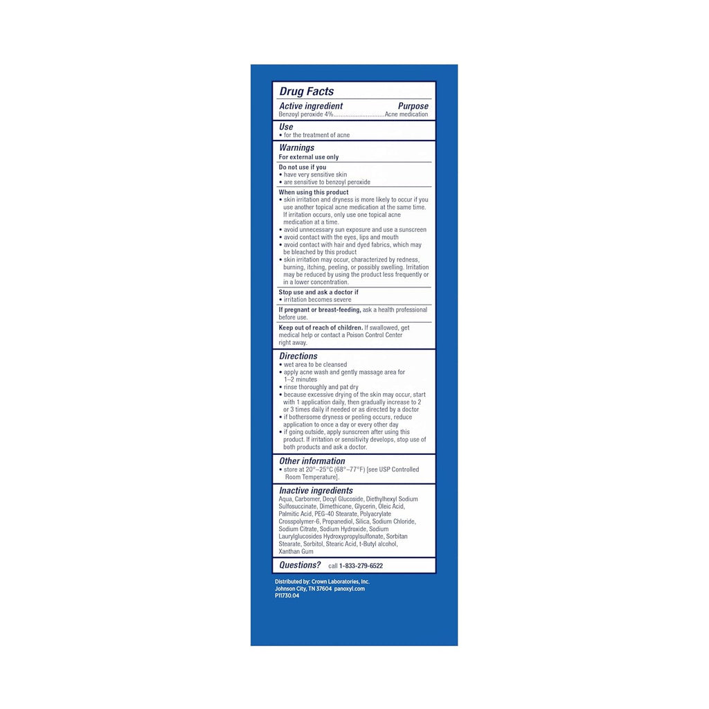 PanOxyl Acne Creamy Wash Benzoyl Peroxide 4% -6oz(170 g)