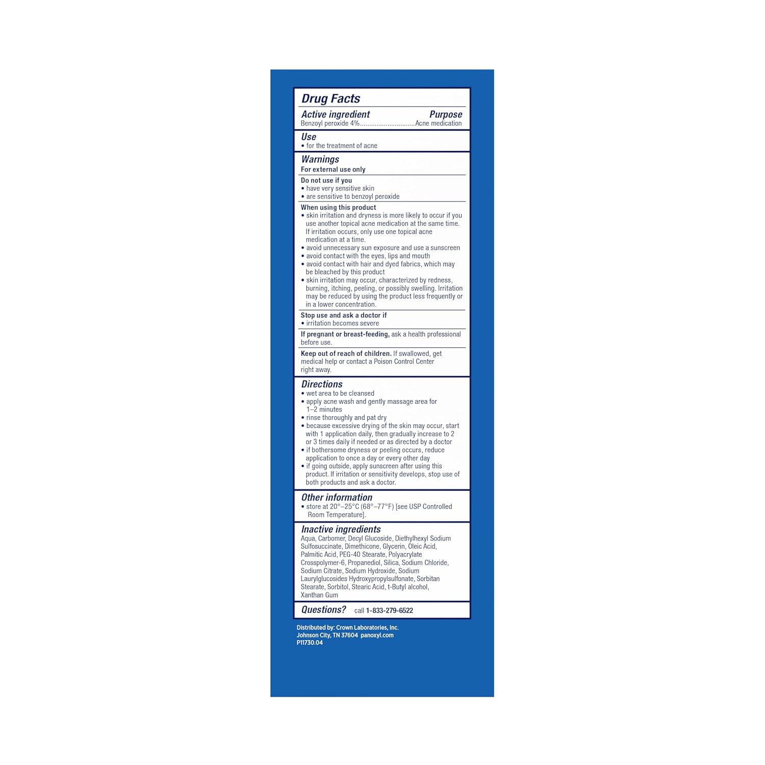 PanOxyl Acne Creamy Wash Benzoyl Peroxide 4% -6oz(170 g)