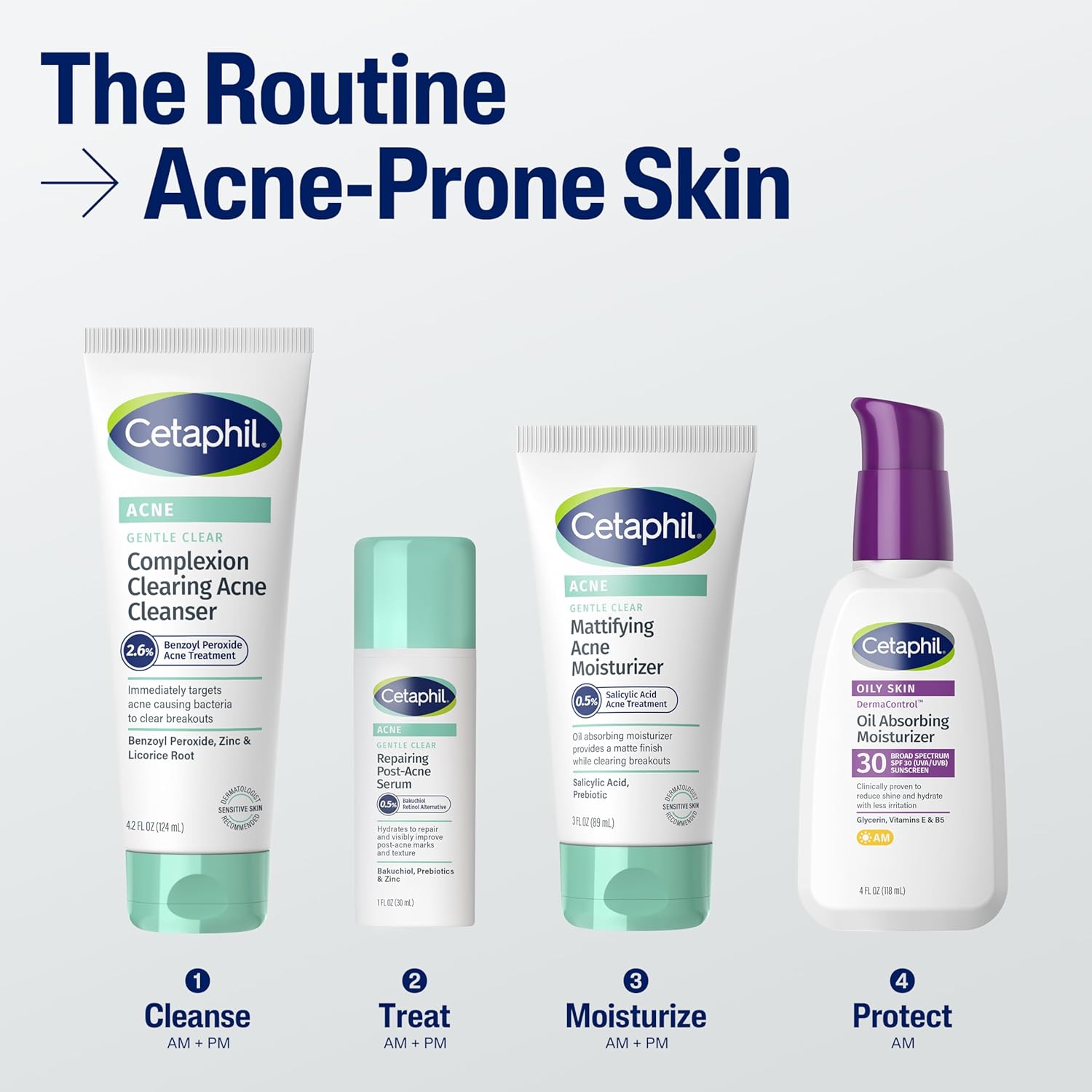 Cetaphil Gentle Clear Complexion Clarifying BPO Acne Cream Cleanser – 124ml