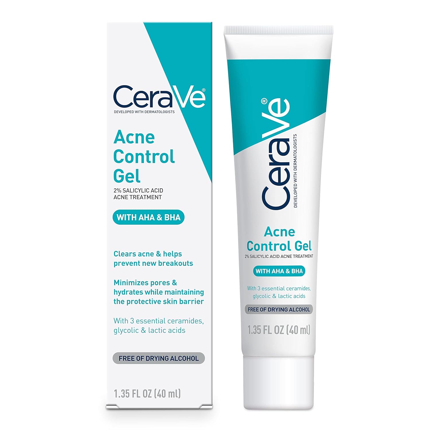 CeraVe Acne Control Gel - Acne Treatment (2% Salicylic Acid + AHA/BHA) 40ml