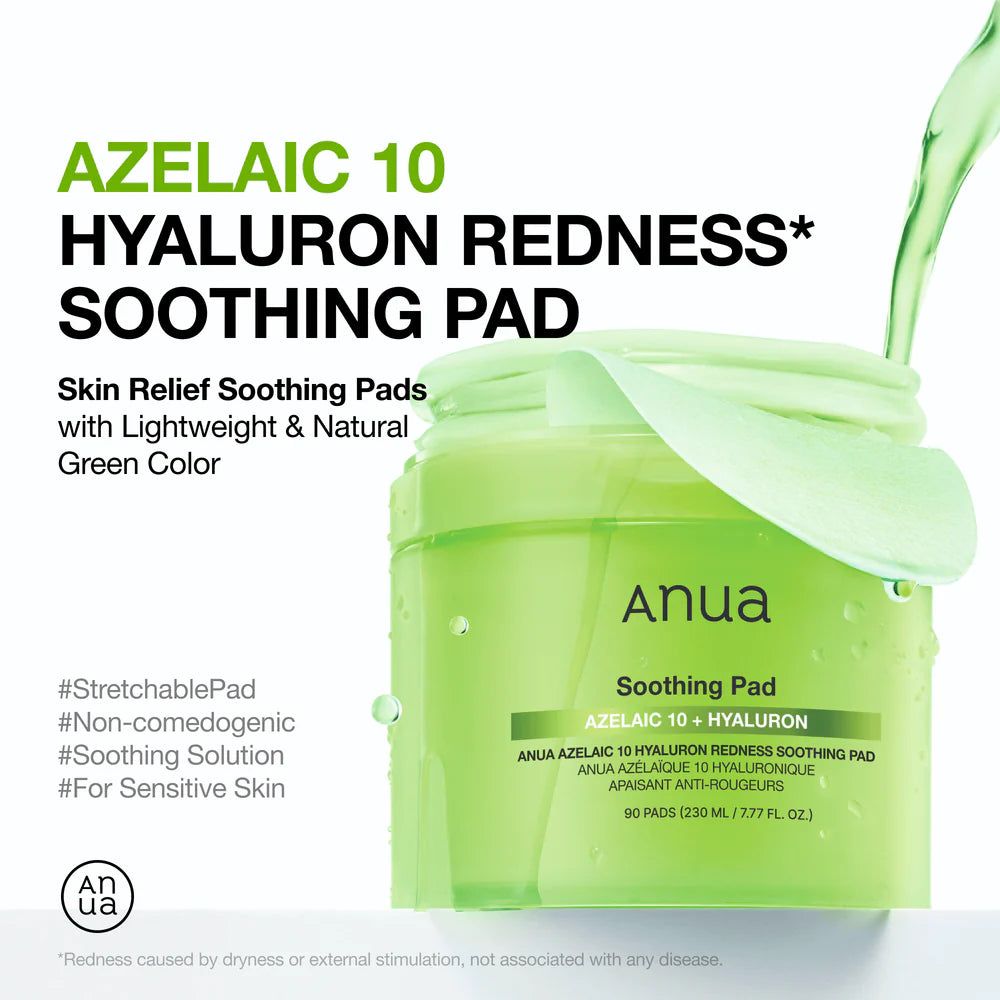 ANUA Azelaic 10 Hyaluron Redness Soothing Pad  (90pads)
